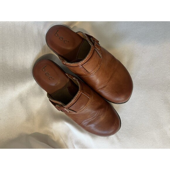 b.o.c. Platform Comfort Clogs Slip On Mule Shoe’s Size 7 Brown w/ Buckle Accent - Picture 7 of 10